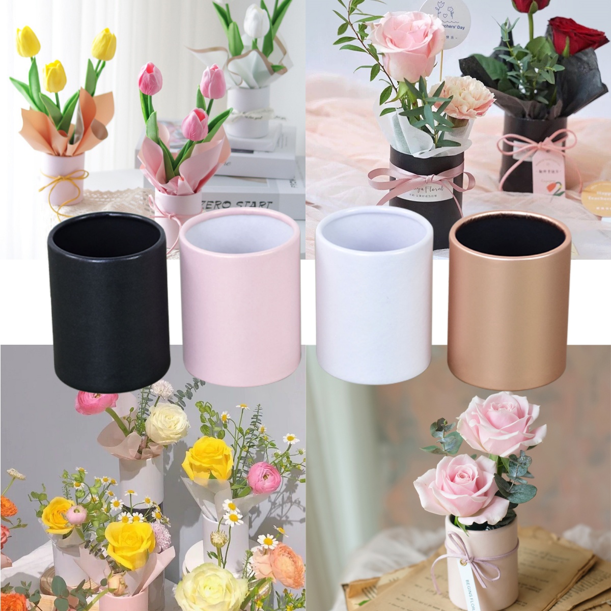4pcs Mini Round Flower Box Gif - Florist Flower Supply 评论和价格